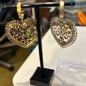 Bloomingdale pierced heart earrings. The drop on on the earring is 1 1/2 inches‌